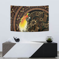 Papua New Guinea and Indonesia Batik Tapestry Bird of Paradise with Tribal Batik Patterns