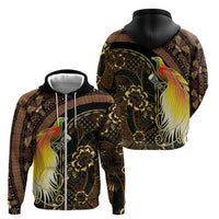 Papua New Guinea and Indonesia Batik Zip Hoodie Bird of Paradise with Tribal Batik Patterns