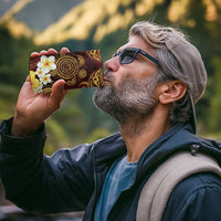 Polynesian Turtle 4 in 1 Can Cooler Tumbler Plumeria Hibiscus Pattern Oxblood