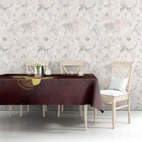 Polynesian Turtle Tablecloth Plumeria Hibiscus Pattern Oxblood