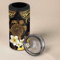 Polynesian Turtle 4 in 1 Can Cooler Tumbler Plumeria Hibiscus Pattern Black Color