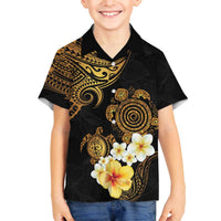 Polynesian Turtle Family Matching Puletasi and Hawaiian Shirt Plumeria Hibiscus Pattern Black Color LT03 Son's Shirt Black - Polynesian Pride