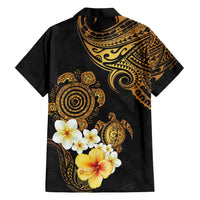 Polynesian Turtle Hawaiian Shirt Plumeria Hibiscus Pattern Black Color