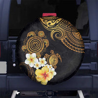 Polynesian Turtle Spare Tire Cover Plumeria Hibiscus Pattern Black Color