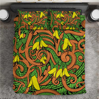 New Zealand Kowhai Flowers Bedding Set Maori Koru Pattern