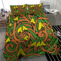 New Zealand Kowhai Flowers Bedding Set Maori Koru Pattern