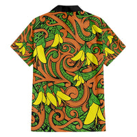 New Zealand Kowhai Flowers Family Matching Long Sleeve Bodycon Dress and Hawaiian Shirt Maori Koru Pattern LT03 - Polynesian Pride