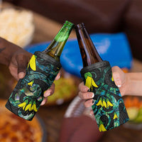 New Zealand Kowhai Flowers 4 in 1 Can Cooler Tumbler Maori Koru Pattern With Paua Shell Style