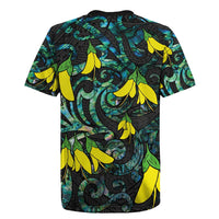 New Zealand Kowhai Flowers Rugby Jersey Maori Koru Pattern With Paua Shell Style