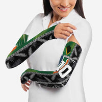 Custom Aotearoa South Africa Rugby Freedom Cup Arm Sleeves Maori Silver Fern Art and Sporty Flag SA - Polynesian Pride
