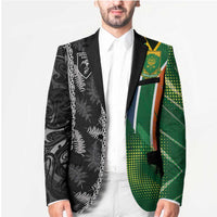 Custom Aotearoa South Africa Rugby Freedom Cup Blazer Maori Silver Fern Art and Sporty Flag SA - Polynesian Pride