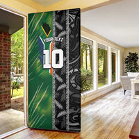 Custom Aotearoa South Africa Rugby Freedom Cup Door Cover Maori Silver Fern Art and Sporty Flag SA - Polynesian Pride