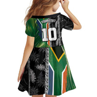 Custom Aotearoa South Africa Rugby Freedom Cup Family Matching Summer Maxi Dress and Hawaiian Shirt Maori Silver Fern Art and Sporty Flag SA - Polynesian Pride