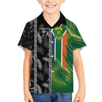 Custom Aotearoa South Africa Rugby Freedom Cup Hawaiian Shirt Maori Silver Fern Art and Sporty Flag SA - Polynesian Pride