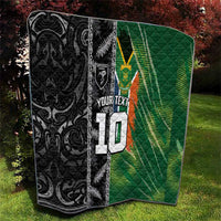 Custom Aotearoa South Africa Rugby Freedom Cup Quilt Maori Silver Fern Art and Sporty Flag SA - Polynesian Pride