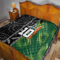 Custom Aotearoa South Africa Rugby Freedom Cup Quilt Maori Silver Fern Art and Sporty Flag SA - Polynesian Pride