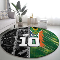 Custom Aotearoa South Africa Rugby Freedom Cup Round Carpet Maori Silver Fern Art and Sporty Flag SA - Polynesian Pride