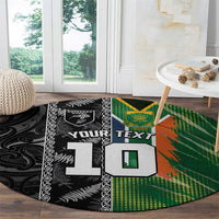 Custom Aotearoa South Africa Rugby Freedom Cup Round Carpet Maori Silver Fern Art and Sporty Flag SA - Polynesian Pride