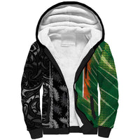 Custom Aotearoa South Africa Rugby Freedom Cup Sherpa Hoodie Maori Silver Fern Art and Sporty Flag SA - Polynesian Pride