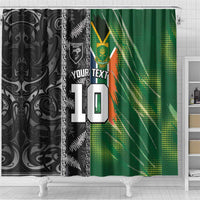 Custom Aotearoa South Africa Rugby Freedom Cup Shower Curtain Maori Silver Fern Art and Sporty Flag SA - Polynesian Pride