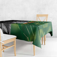 Custom Aotearoa South Africa Rugby Freedom Cup Tablecloth Maori Silver Fern Art and Sporty Flag SA - Polynesian Pride