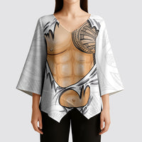 Samoan Tatau Kimono Sleeve Blouse Tattoo Reveal Effect