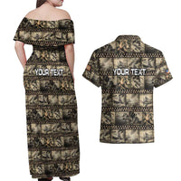 Pearl Harbor Remembrance Day Personalized Couples Matching Off Shoulder Maxi Dress and Hawaiian Shirt Memories of December 7 with Red Poppy Lei LT03 - Polynesian Pride