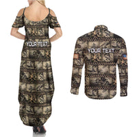 Pearl Harbor Remembrance Day Personalized Couples Matching Summer Maxi Dress and Long Sleeve Button Shirt Memories of December 7 with Red Poppy Lei LT03 - Polynesian Pride