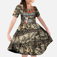 Pearl Harbor Remembrance Day Personalized Family Matching Long Sleeve Bodycon Dress and Hawaiian Shirt Memories of December 7 with Red Poppy Lei LT03 Daughter's Dress Beige - Polynesian Pride
