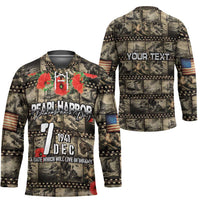 Pearl Harbor Remembrance Day Personalized Hockey Jersey Memories of December 7 with Red Poppy Lei - Polynesian Pride