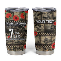 Pearl Harbor Remembrance Day Personalized Tumbler Cup Memories of December 7 with Red Poppy Lei - Polynesian Pride