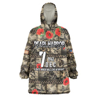 Pearl Harbor Remembrance Day Personalized Wearable Blanket Hoodie Memories of December 7 with Red Poppy Lei - Polynesian Pride