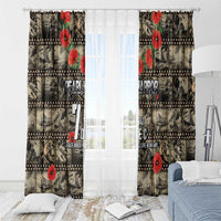 Pearl Harbor Remembrance Day Window Curtain Memories of December 7 with Red Poppy Lei - Polynesian Pride