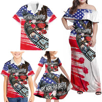 Pearl Harbor Remembrance Day Personalized Family Matching Off Shoulder Maxi Dress and Hawaiian Shirt Lest We Forget - The Bald Eagle Remembers - Polynesian Pride