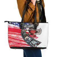 Pearl Harbor Remembrance Day Leather Tote Bag Lest We Forget - The Bald Eagle Remembers - Polynesian Pride