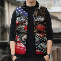 Pearl Harbor Remembrance Day Personalized Sleeveless Puffer Jacket Lest We Forget - The Bald Eagle Remembers - Polynesian Pride