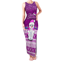 Palau Christmas Family Matching Tank Maxi Dress and Hawaiian Shirt Snowman Hugs Palau Coat of Arms Maori Pattern Pink Style LT03 Mom's Dress Pink - Polynesian Pride