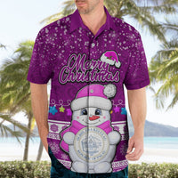 Palau Christmas Hawaiian Shirt Snowman Hugs Palau Coat of Arms Maori Pattern Pink Style LT03 - Polynesian Pride