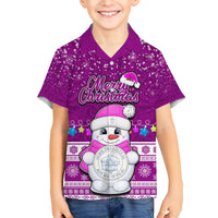 Personalised Palau Christmas Hawaiian Shirt Snowman Hugs Palau Coat of Arms Maori Pattern Pink Style LT03 - Polynesian Pride