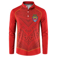 Custom Mate Ma'a Tonga Rugby Button Sweatshirt Ngatu Tribal Motifs Sporty Style - Polynesian Pride