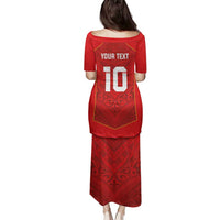 Custom Mate Ma'a Tonga Rugby Family Matching Puletasi and Hawaiian Shirt Ngatu Tribal Motifs Sporty Style - Polynesian Pride