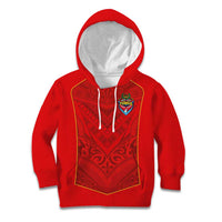 Custom Mate Ma'a Tonga Rugby Kid Hoodie Ngatu Tribal Motifs Sporty Style - Polynesian Pride