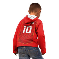 Custom Mate Ma'a Tonga Rugby Kid Hoodie Ngatu Tribal Motifs Sporty Style - Polynesian Pride