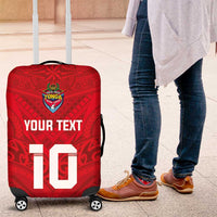 Custom Mate Ma'a Tonga Rugby Luggage Cover Ngatu Tribal Motifs Sporty Style - Polynesian Pride