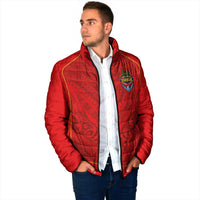 Custom Mate Ma'a Tonga Rugby Padded Jacket Ngatu Tribal Motifs Sporty Style - Polynesian Pride