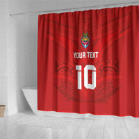 Custom Mate Ma'a Tonga Rugby Shower Curtain Ngatu Tribal Motifs Sporty Style - Polynesian Pride