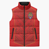 Custom Mate Ma'a Tonga Rugby Sleeveless Puffer Jacket Ngatu Tribal Motifs Sporty Style - Polynesian Pride