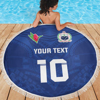 Custom Samoa Rugby Beach Blanket Tatau Tribal Motifs Sporty Style - Polynesian Pride
