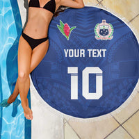 Custom Samoa Rugby Beach Blanket Tatau Tribal Motifs Sporty Style - Polynesian Pride