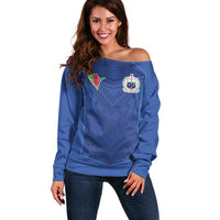Custom Samoa Rugby Off Shoulder Sweater Tatau Tribal Motifs Sporty Style - Polynesian Pride